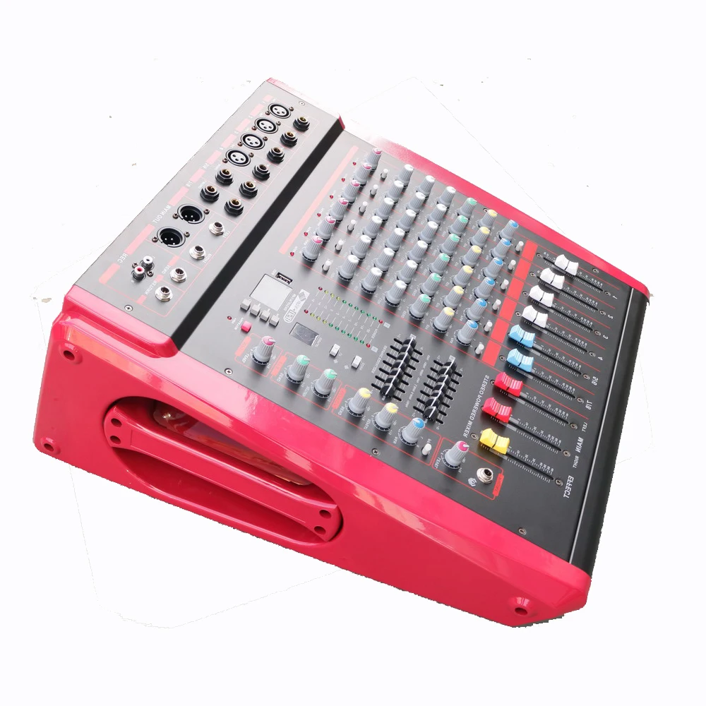 

MiCWL Red 8 Channel Karaoke Stage Power Mixer Mixing Console 2800W Amplifier Sound Voice Processor Wireless Bluetooth RM800-AMP