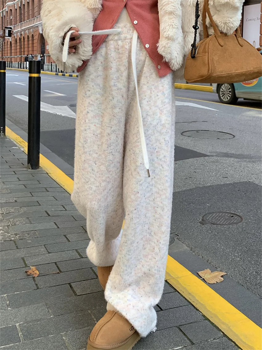 Брюки Alien Kitty женские с широкими штанинами однотонные трикотажные повседневные