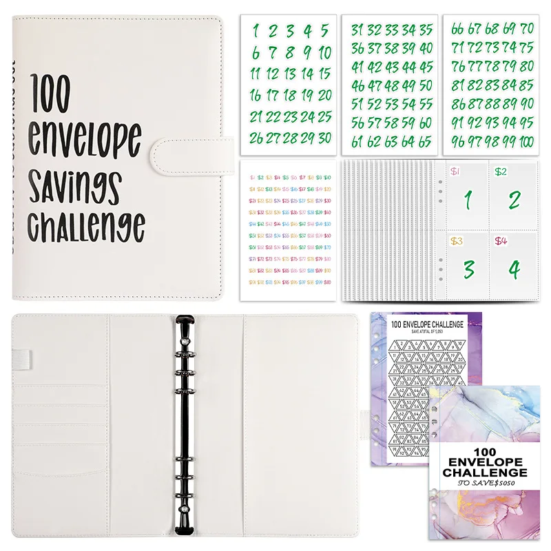 

100 Envelope Cash Savings Challenge, Saving Challenge Envelop Book, Budget Envelope Financial Assistant, A5 Size Cash Binder Set