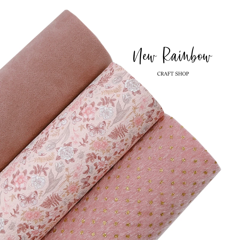 Новинка Радуга 30x2 2 см/A4 Dusky Розовый Цветущий цветок и бабочки искусственная кожа