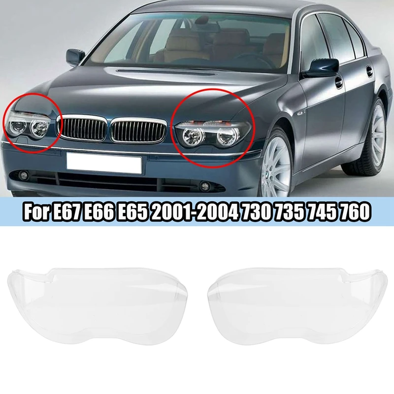 

1 Pair Car Headlight Lens Cover Head Light Lamp Shade Shell Glass Cover Left & Right For BMW E67 E66 E65 2001-2004