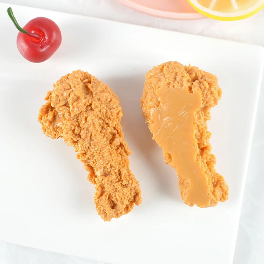 

2 Pcs Chicken Thighs DIY Fridge Magnet Realistic Food Decor Hairpin Material Decorate Adorable Model Pvc Simulation Legs