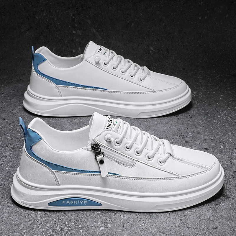 

CYYTL Mens Shoes 2023 Summer Leather Male Sneakers Casual Outdoor Platform Fashion Luxury Skateboard Loafers Tenis Trainers Flat