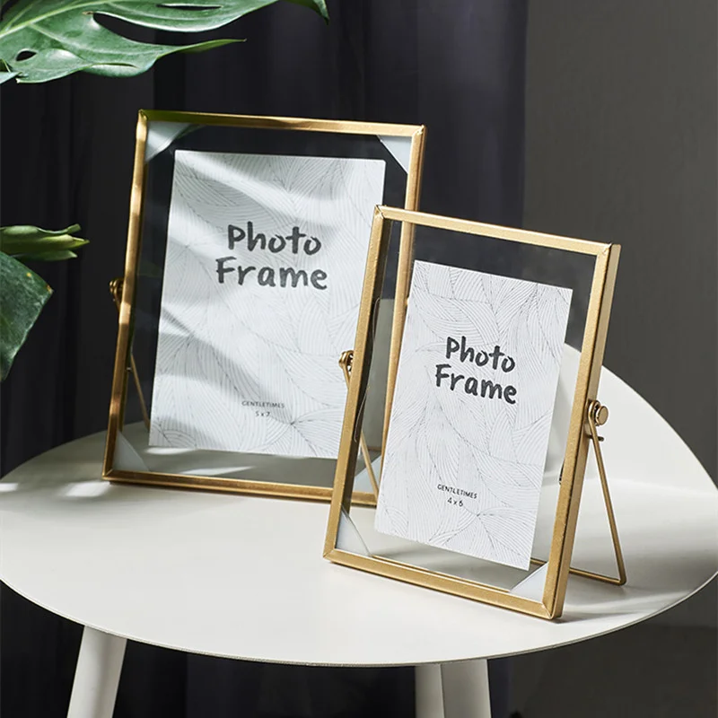 

Nordic Metal Photo Frame Creative Glass Clip Dried Flower Plant Photo Frame Modern Home Desktop Decoration Gifts Picture Frame