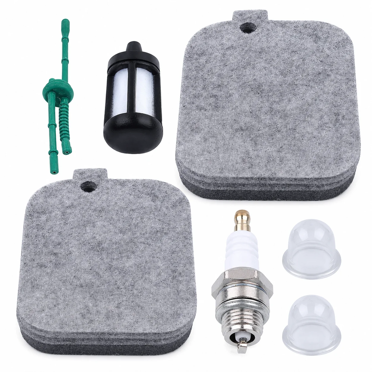 Фото Комплект из 2 воздушных фильтров для Stihl BG55 BG85 SH85 BG65 SH55 BG45 BG46 BR45, комплект свечей зажигания и топливных шлангов с груша-приводом для подкачки топлива, артикул 42291201800 №2