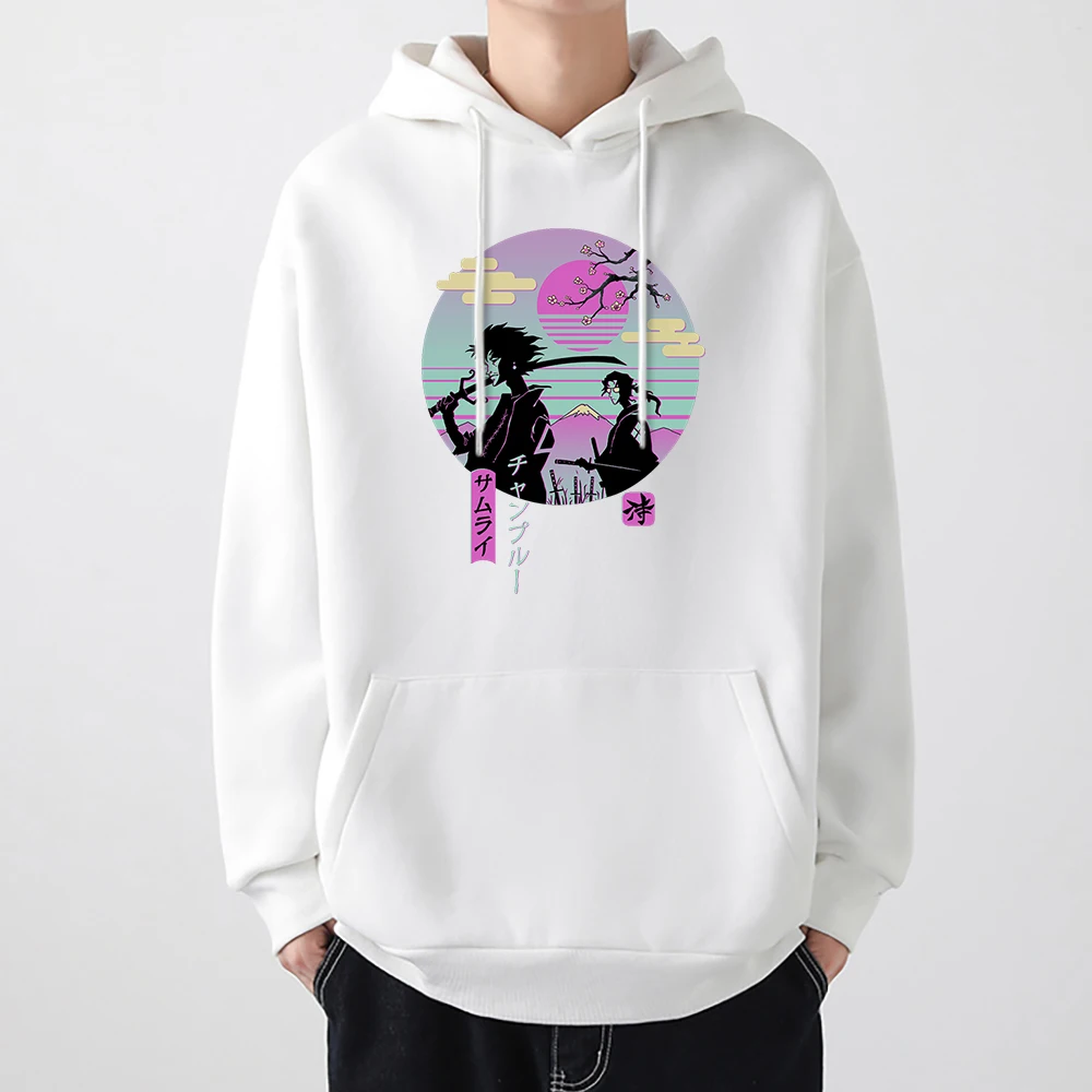

Samurai Chillhop Harajuku Prints Men's Hoodie New Trendy Street Fashion Sweatshirt Crew Neck Loose Hoodie Trendy Pullover Hoodie