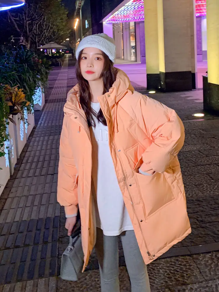 

New Women's Parkas Winter Jacket Coat Office Lady Thicken Warm Parka Loose Hooded Overcoat Cotton Padded Jackets Outwear T615