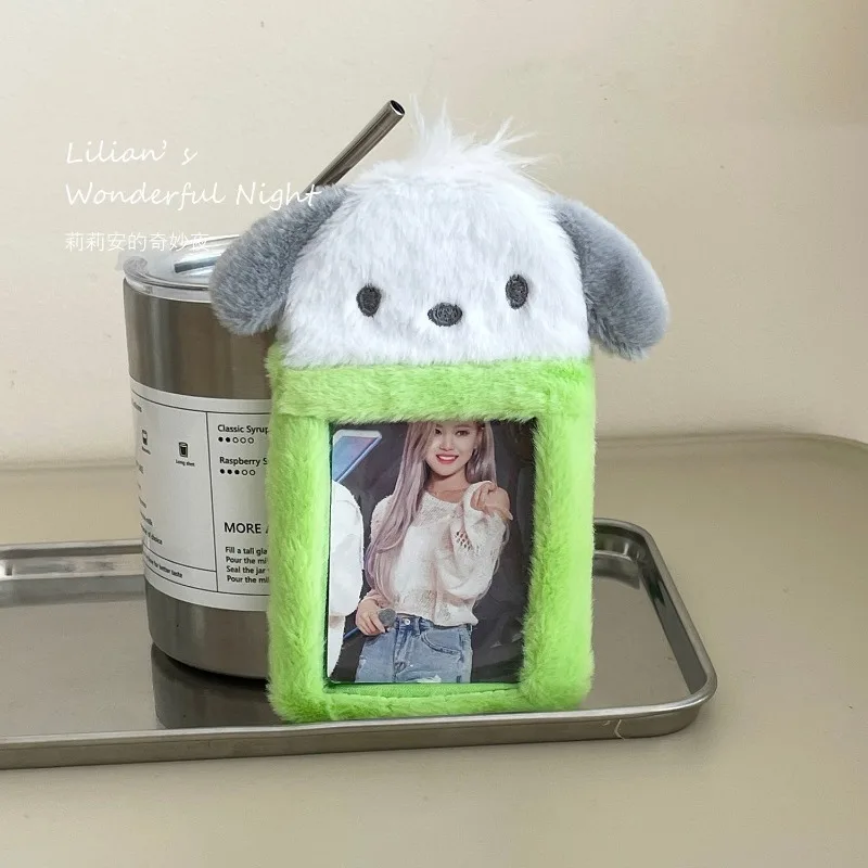 Kawaii Sanrio Pochacco плюшевый чехол для карт брелок ключей с мультяшной едой держатель