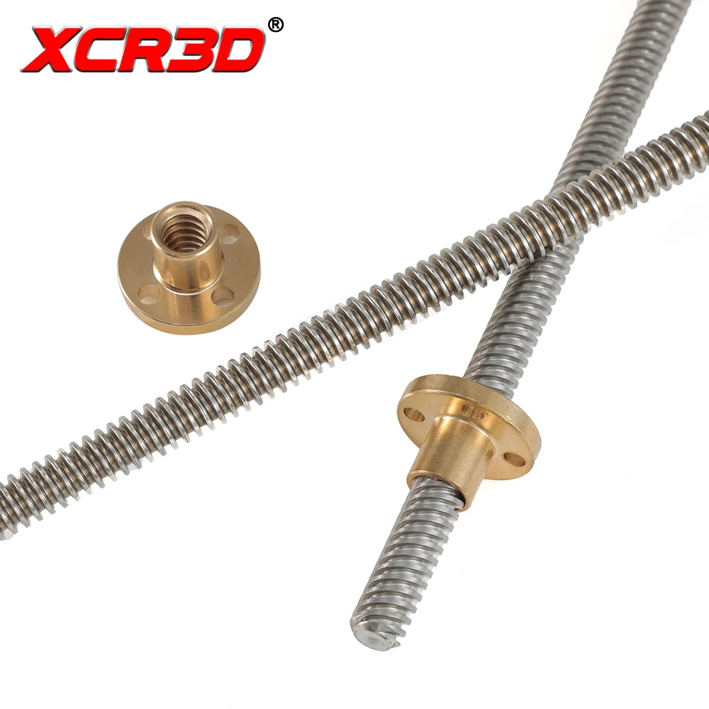 XCR3D 3D Printer Parts T8 Lead Screw 250mm 300mm 350mm 400mm 450mm Lead 2mm 4mm 8mm Stainless Steel With Brass Nut