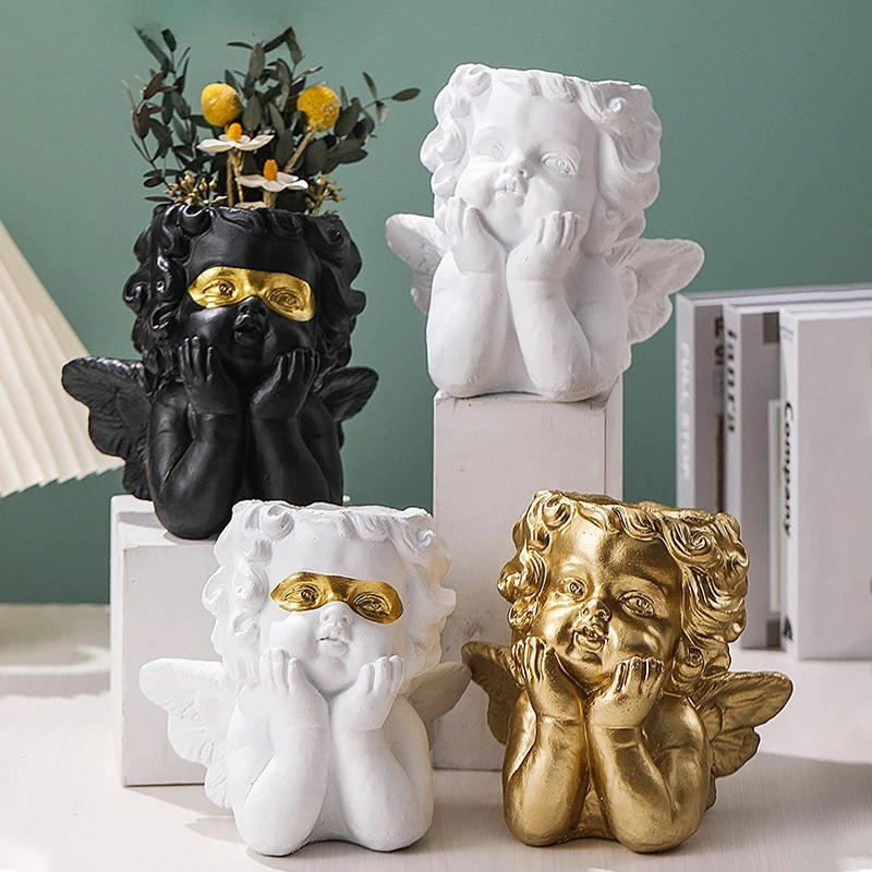 

Nordic Sculpture Angel Flower Pot Dried Flower Planting Multifunctional Resin Flower Plant Balcony Garden Flower Home Decoration