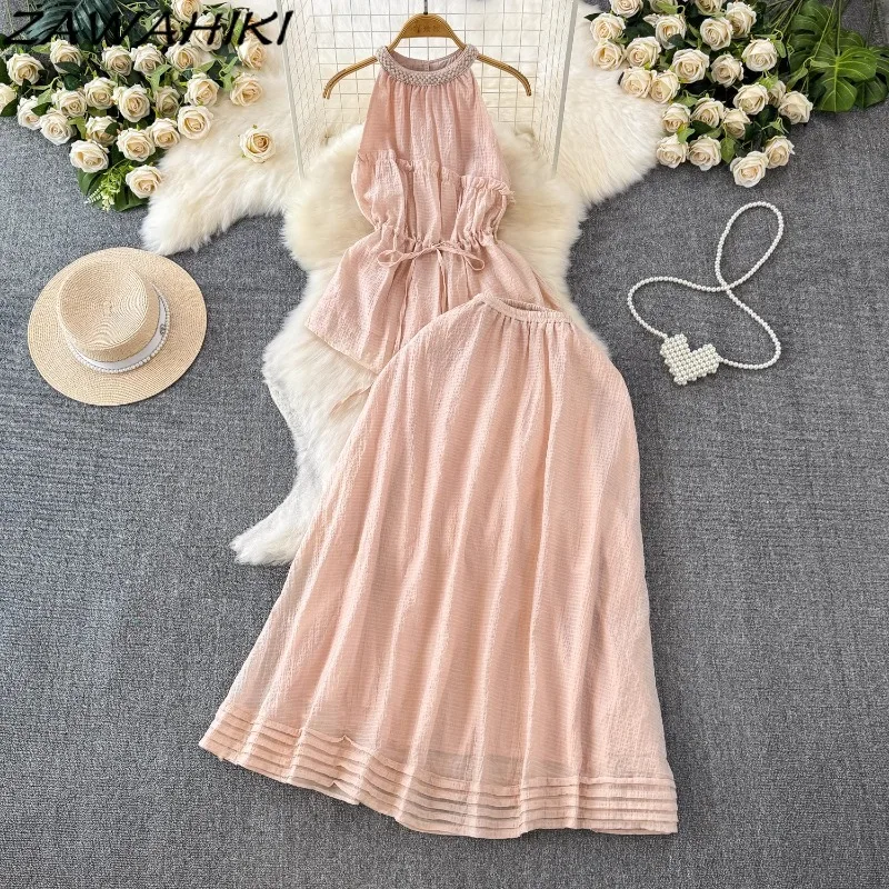 Комплект из двух предметов Женский бандажный топ с рюшами и лямкой на шее Женская