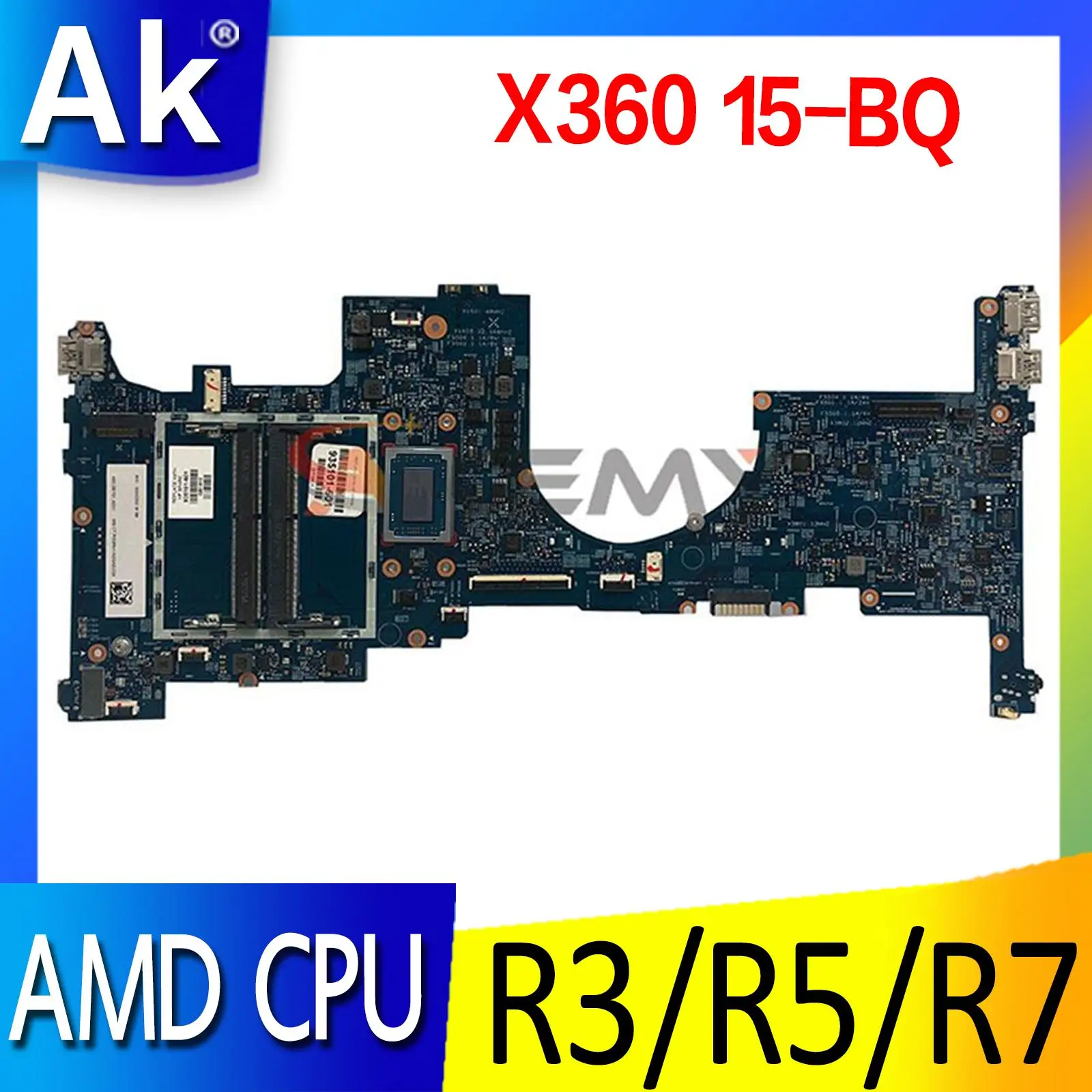 

For HP Envy x360 15-BQ Laptop Motherboard Mainboard 16907-1 Motherboard DDR4 With AMD R3-2300U R5-2500U R7-2700U CPU