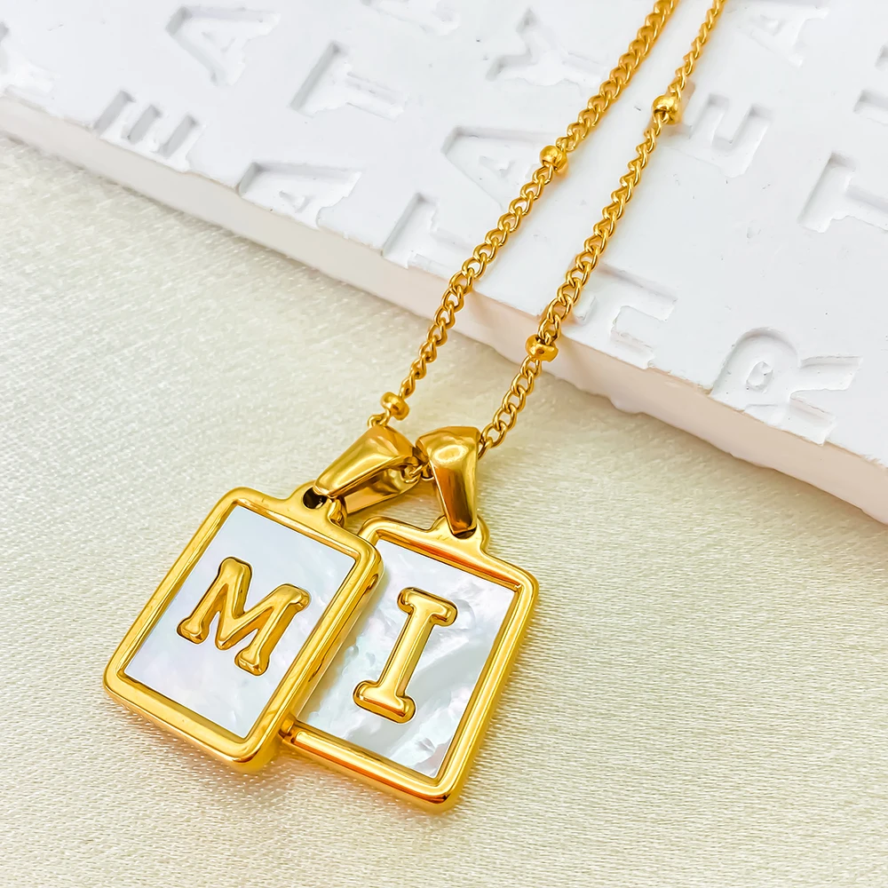 eManco модные ювелирные изделия белый прямоугольный корпус A-Z кулон с большим