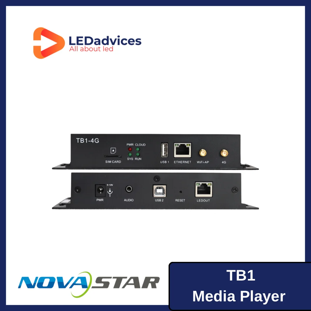 

NOVASTAR TB1 Media Player LED Screen Display Controller Sending Card Outdoor Indoor Fixed and Rental LED Panel Supports