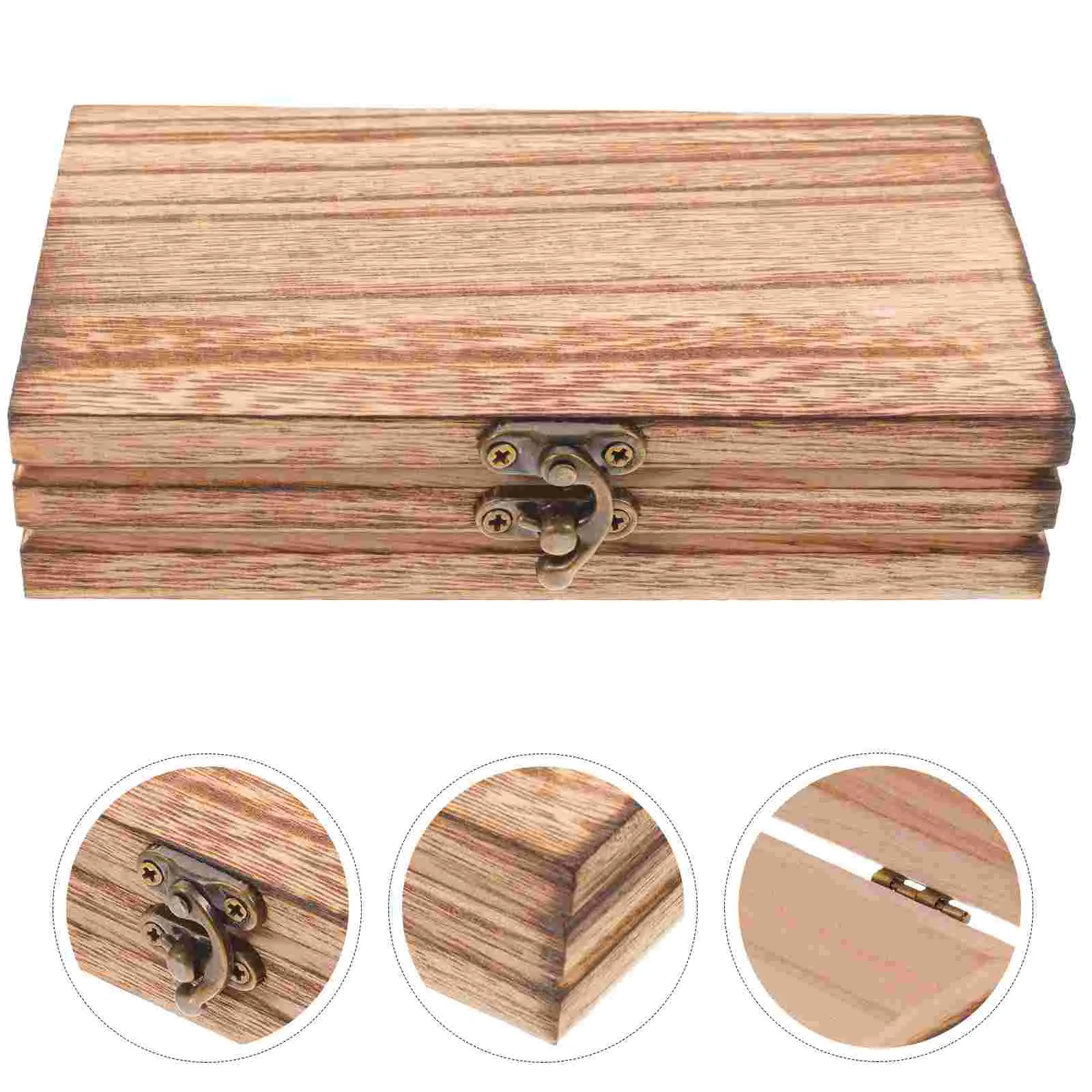 

Storage Box Jewelry Organizer Wood Case Wooden Crafts Lidded Trim Watch Holder Glasses Sundries
