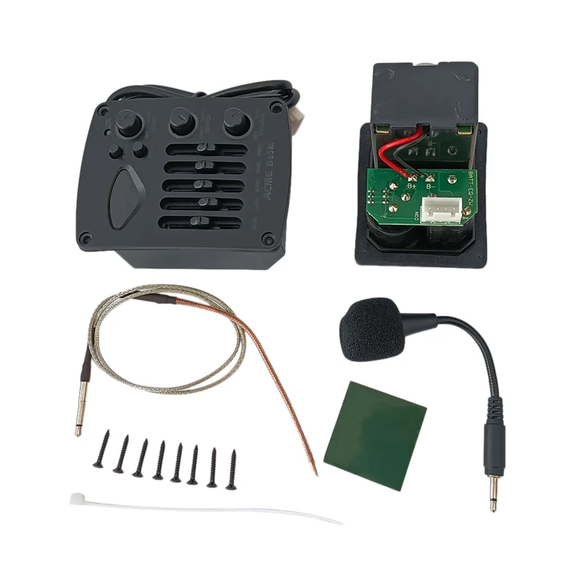 

Hot 3C-Folk Classical Guitar Pickup 5 Bands Acoustic Guitar Preamp EQ Piezo Pickup Equalizer Tuner With Microphone