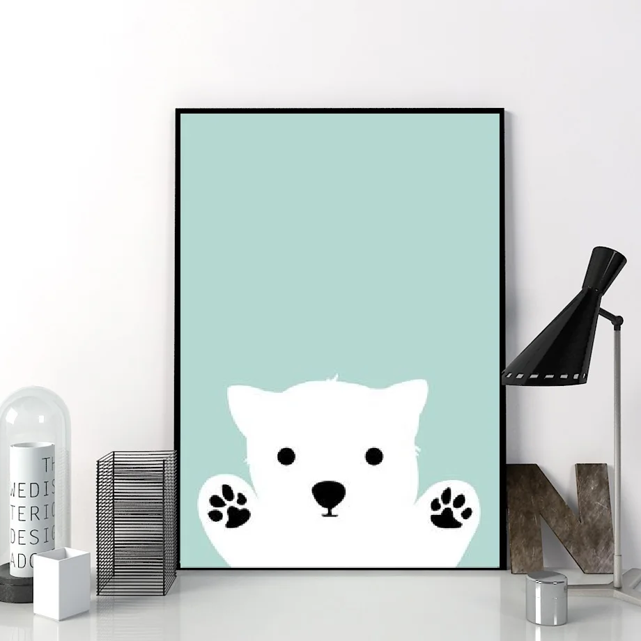 

Angel's Art Unframed Cartoon Rabbit Bear Qutoes Print Nordic Modern Wall Decoration Painting On Canvas