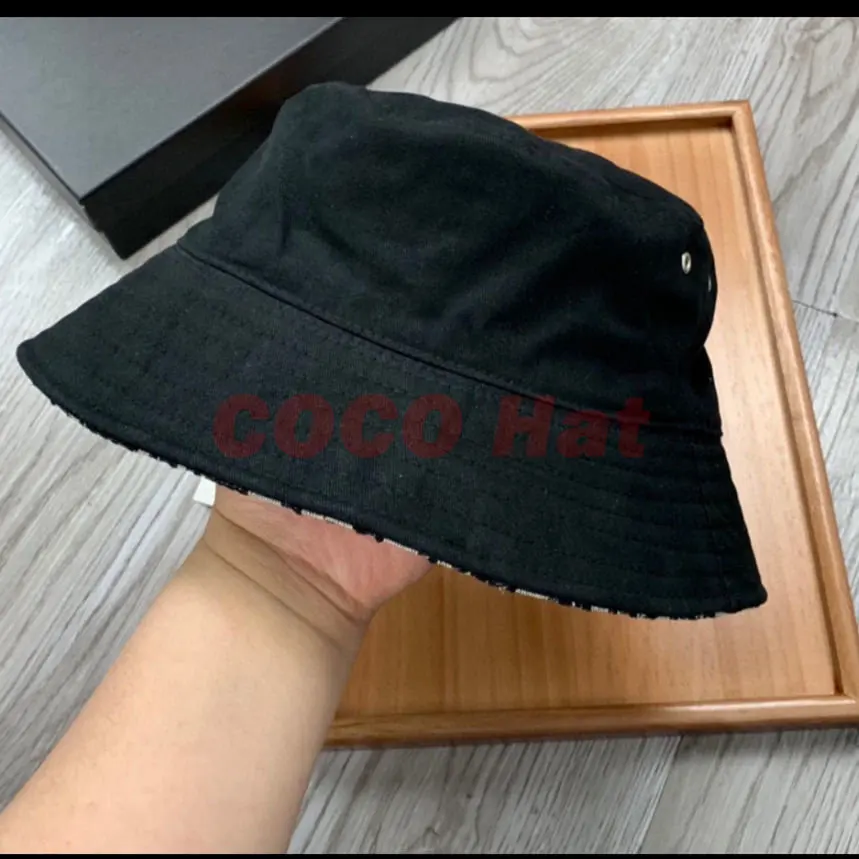 

583238 New Fashion Summer Trend Navy Bule Reversible Luxury Bucket Hat Men Women Fisherman's Hat Cotton Panama Beach Sun Hat
