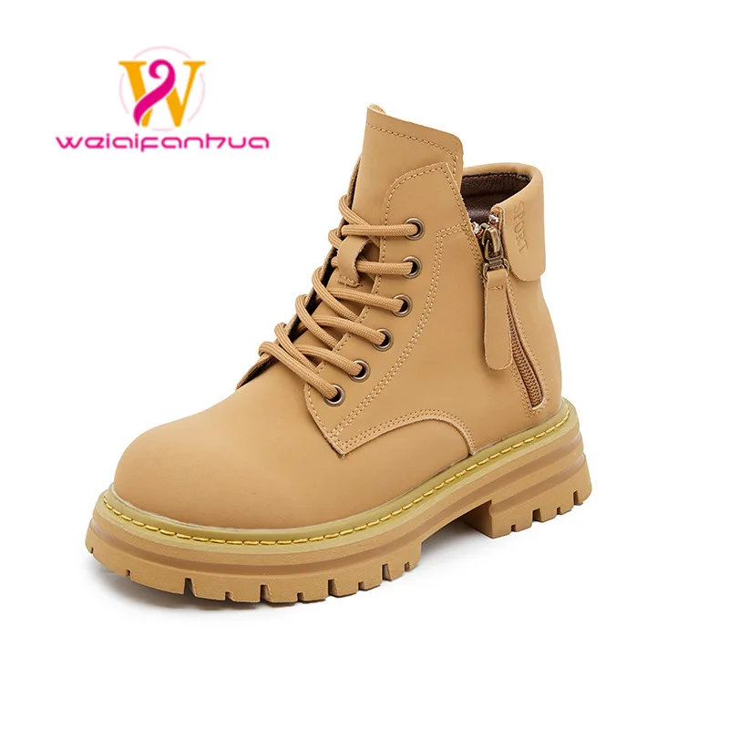 

Women's shoes boots ankle 2022 autumn British style leather rhubarb boots women's boots motorcycle maton boots platform boots