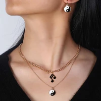 40hotelegant necklace set fine workmanship alloy music note double layer earrings set for daily