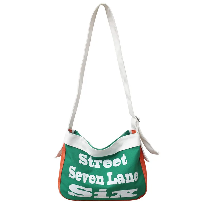 

Causal Letters Print Canvas Tote Bag for Men Korean Large Capacity Messenger Bag Women Contrast Color Shoulder Shopper Bag 2022
