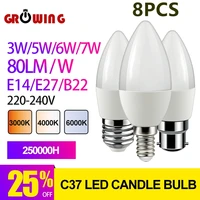 8pcs led candle bulb c37 5w 8w e14 e27 b22 ac 220v warm cold white for home decoration led lamp home decoration living room deco
