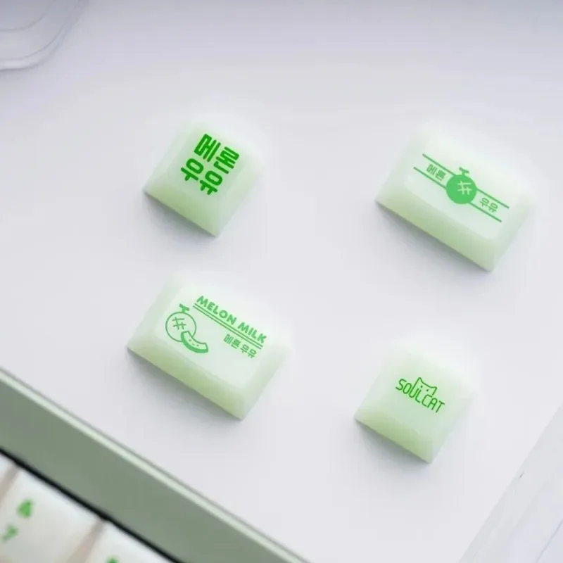 Фото Колпачки для клавиш SOULCAT Hami Melon Milk Design, профиль Cherry, оригинальная заводская высота, глянцевые полупрозрачные, аксессуары для ПК, подарки №4