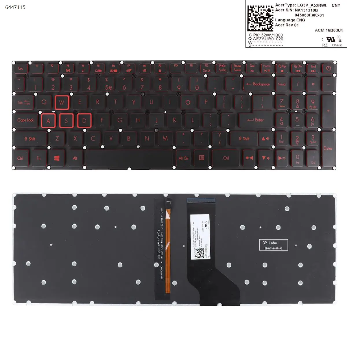 

US Laptop Keyboard for Acer Aspire VX15 VN7-793G VX5-591G VX5-591G-52WN VX5-591G-707K VX5-591 BLACK Red side Backlit