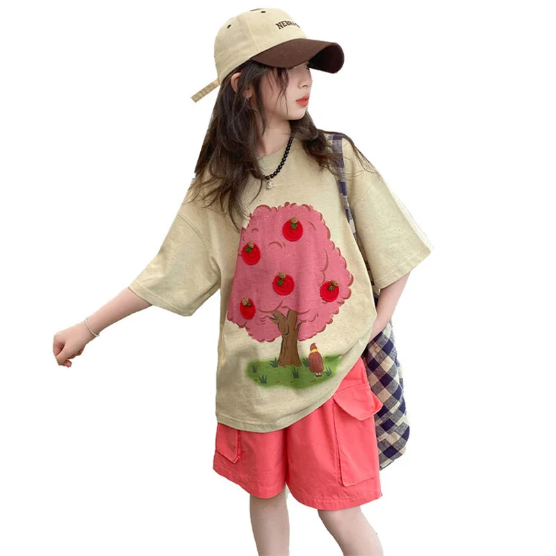 Комплект летнего платья для девочек новинка 2024 детский летний комплект из двух