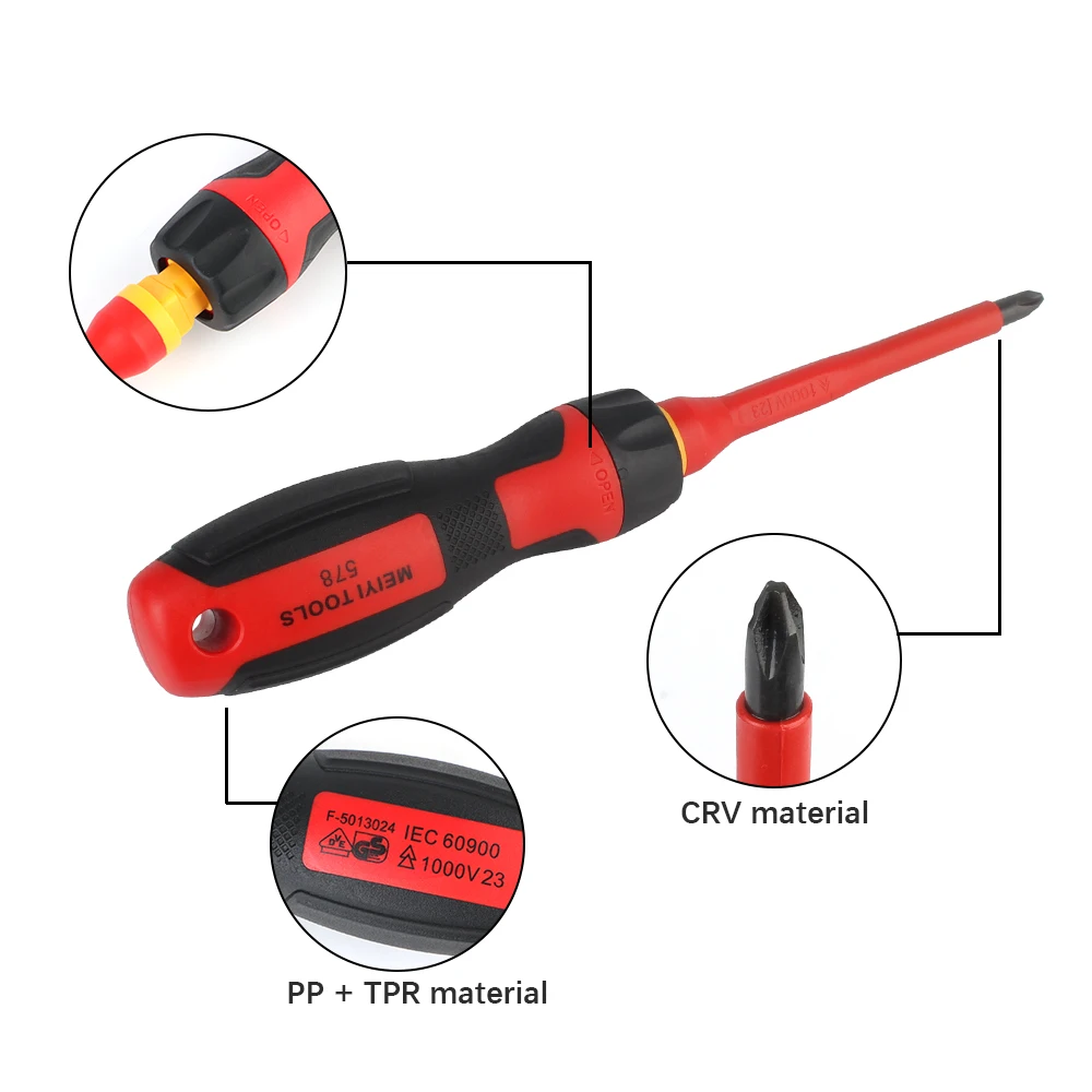 Отвертка с перекрестными пластинами в коробке 12 шт. Электронная Изолированная