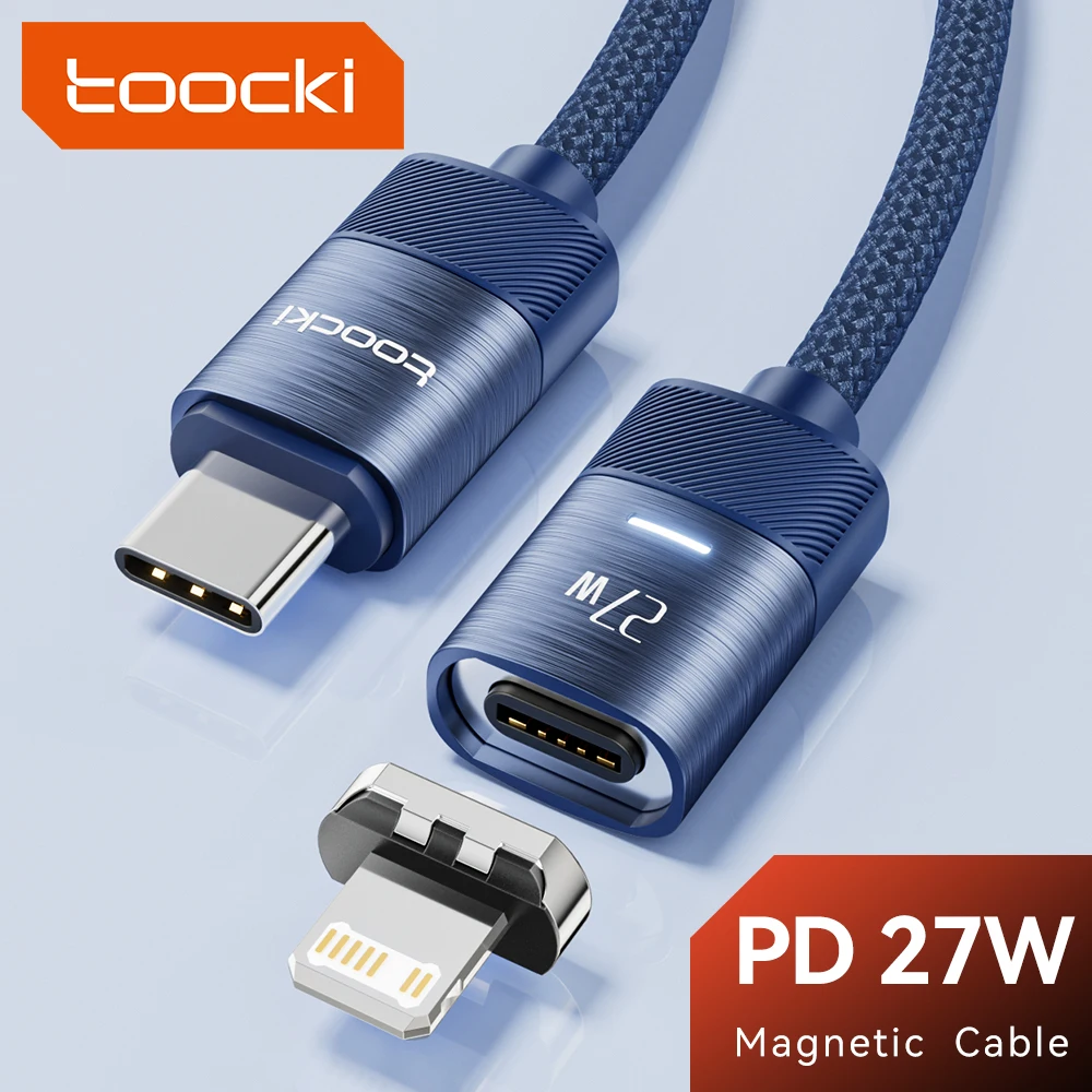 Toocki Type C Magnetic Cable 27W Quick Fast charging Data Cord For iPhone 14 13 12 Pro Max XR XS USB C To Lightning Charger W