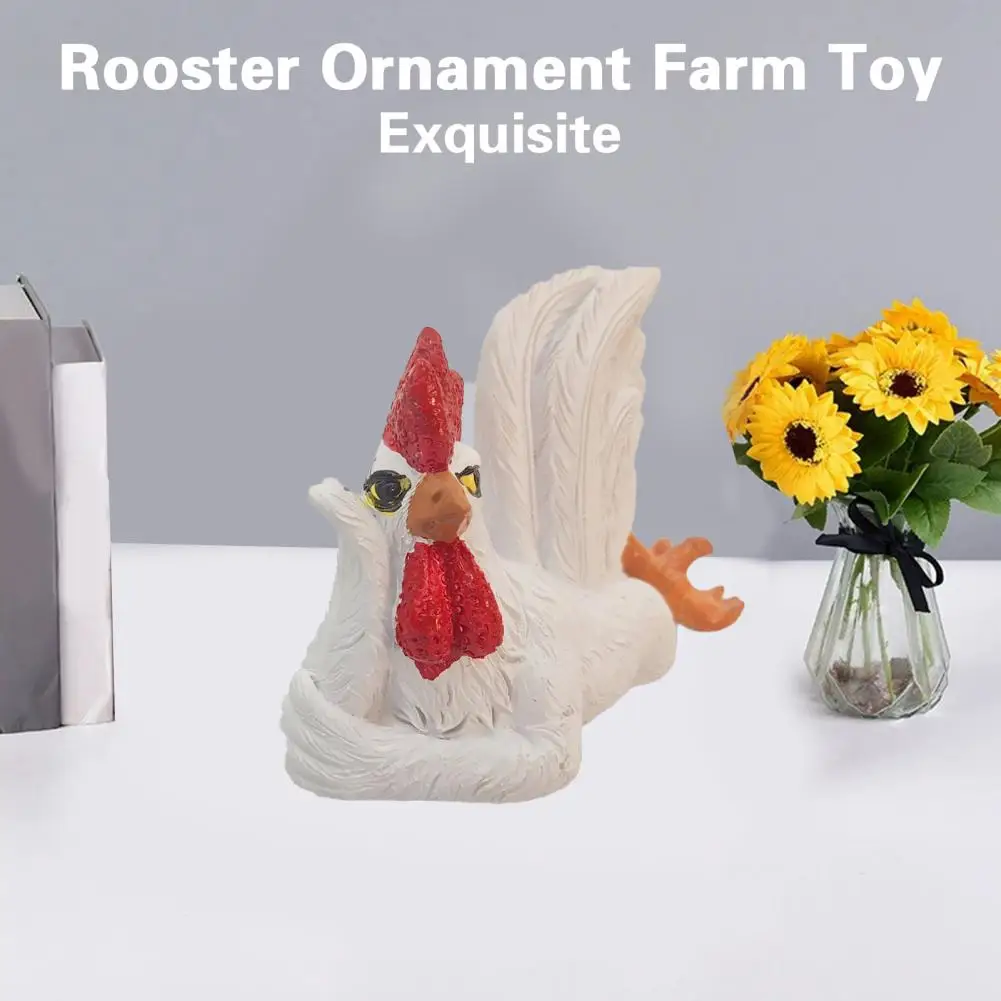 

Rooster Sculpture Fadeless Shatter-proof Non-slip Base High Hardness Winking High-Simulation Figurine Desktop Room Decor Anime