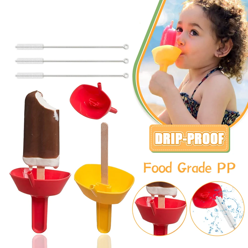 

New Drip-Proof Popsicle Rack Drip Free Ice Holder No Mess Free Frozen Treats Rack Popsicle Holder with Straw For Kids Ice Cream