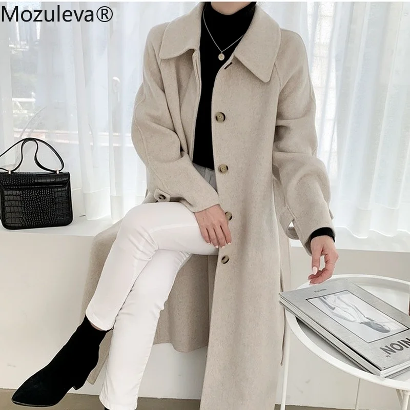 

Женское шерстяное пальто с поясом, в стиле ретро