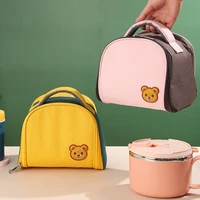 cute bear insulated lunch bag for women zipper thermal lunchbox breakfast pouch portable school child picnic travel food bags