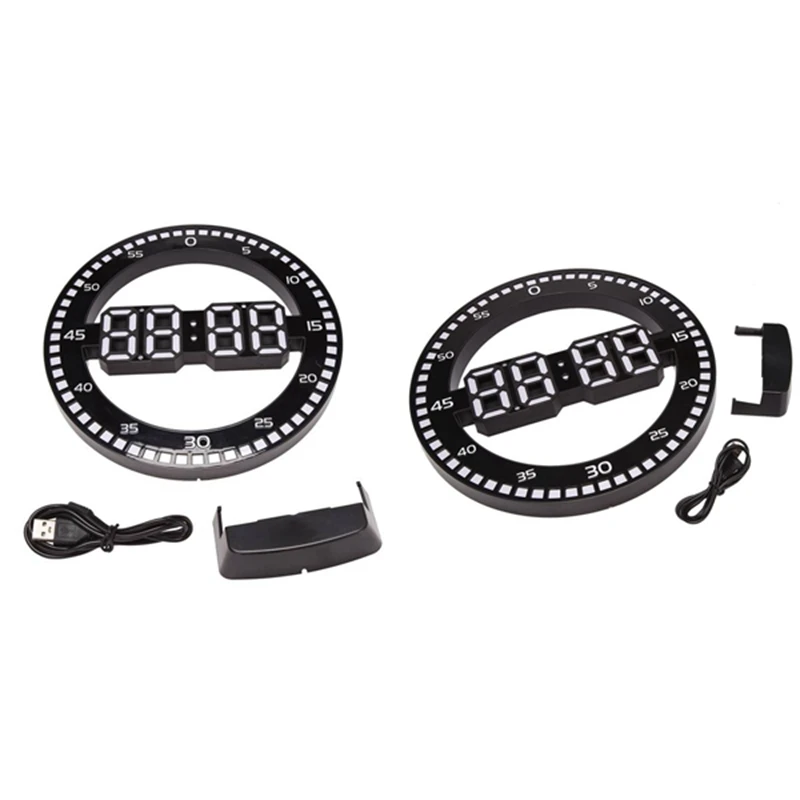 

Silent 3D Digital Circular Luminous LED Wall Clock Alarm With Calendar Temperature Thermometer For Home Decoration