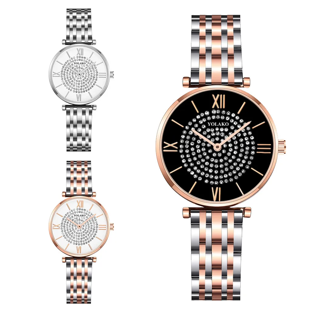 2022 New Fashion Gold Arenaceous Diamond Analog Casual Quartz Watch Women Full Steel Watches Luxury Relogio Feminino #15 |