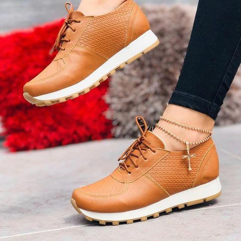 

2022 New Women Sneakers Ladies Light Lacing Shoes Flat Womens Casual Shoe Platform Females Water Proof Sneakers Large Size 35~43