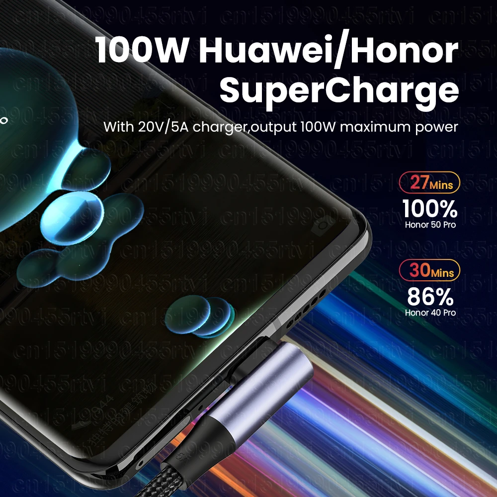 Кабель USB Type-C для Huawei P50 Mate40 Pro 100 Вт 6 А 66 |