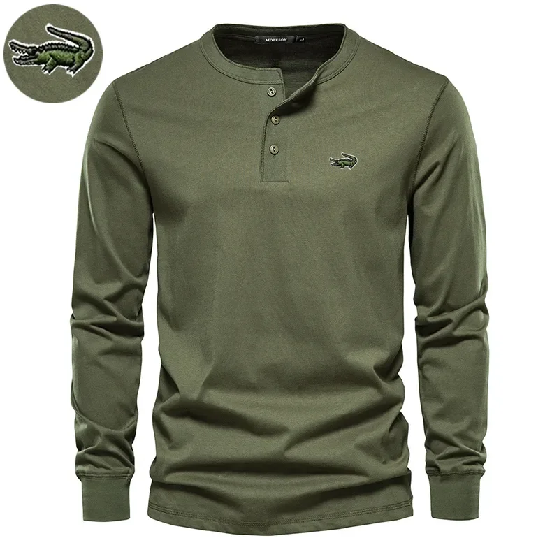 

High quality T Shirt Men Casual Solid Color Long Sleeve T Shirt for Men Autumn High Quality 100% Cotton Mens T Shirts