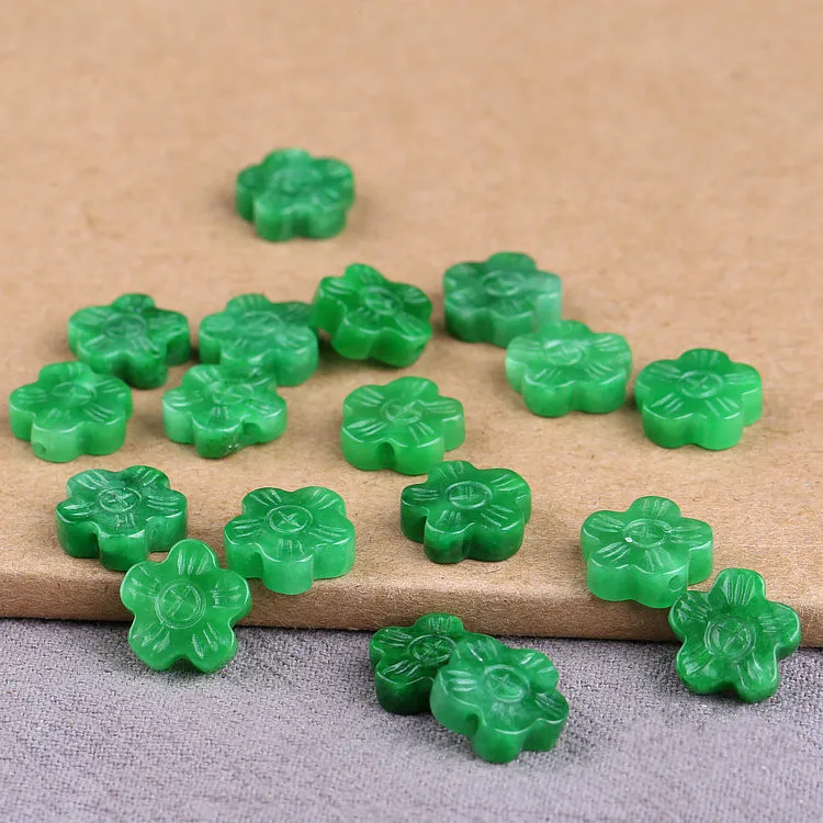 

12mm Burma Green Jade Plum Beads For Jewelry Making Diy Bracelet Necklace Emerald Jadeite Myanmar Jades Flower Bead Accessories