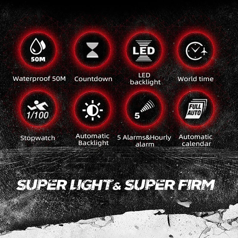 Мужские Цифровые часы North EDGE Mars 3 из углеродного волокна спортивные