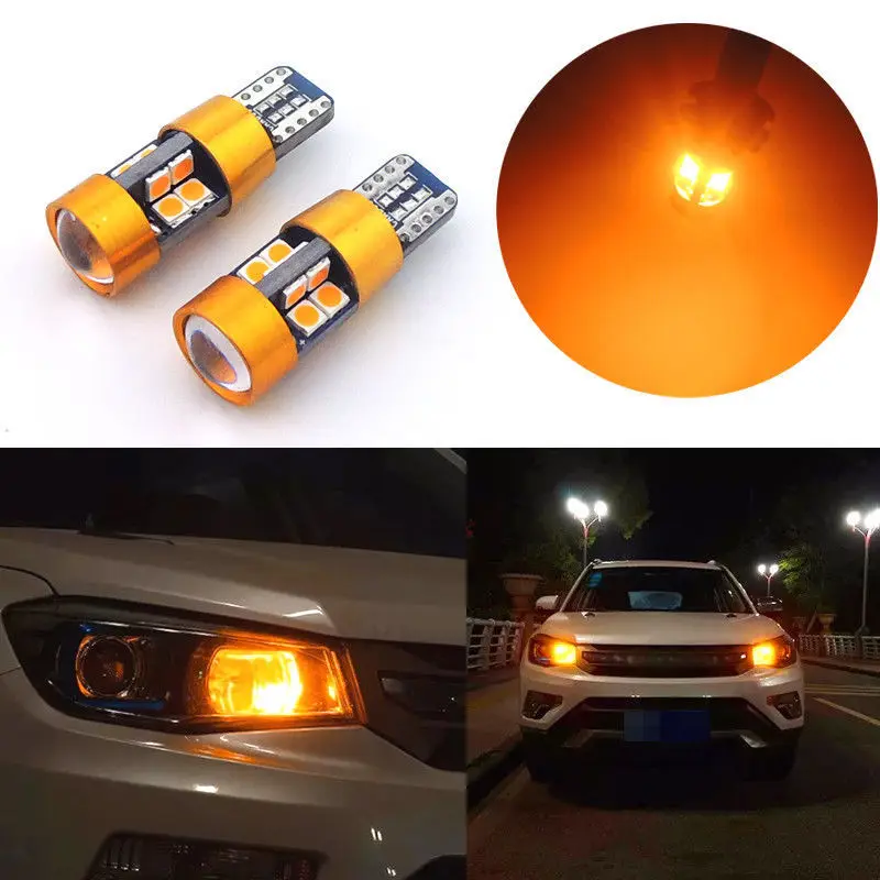 

2PCS/set T10 LED Signal Light Amber LED Bulb Position Lights Parking Light T10 168 194 2825 W5W 19SMD Signal Lamp