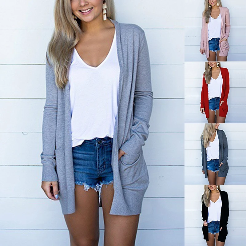 

2023 Loose Women Thin Cardigan Sweater Cotton Fashion Tops Long Sleeve Open Stitch Overcoats Sweaters Female Casual Femme Autumn