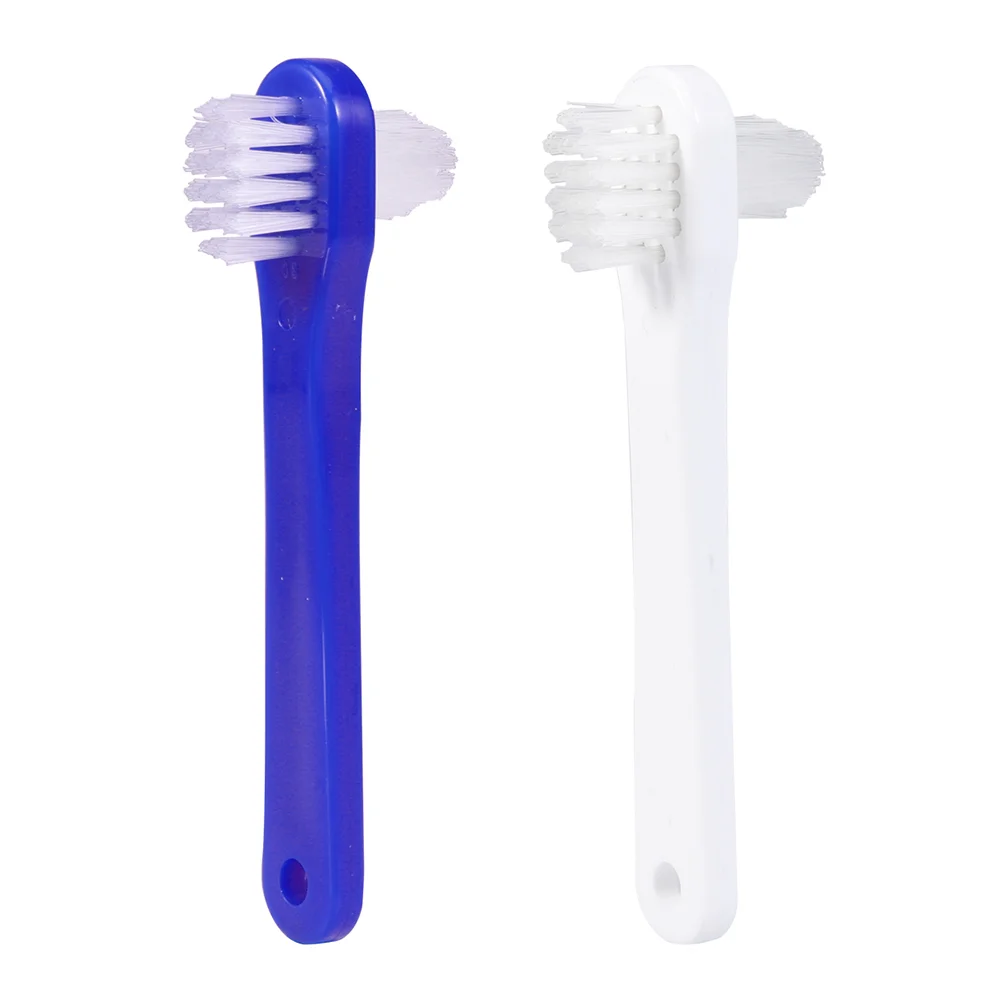 

4pcs Denture Brushes Double-sided Portable Handheld Durable False Artificial Cleaning Tool Cleaner Brush