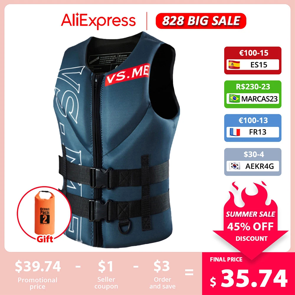 Life Jacket Surf Vest Ski Motorboats Raft Rescue Boat Wakebo