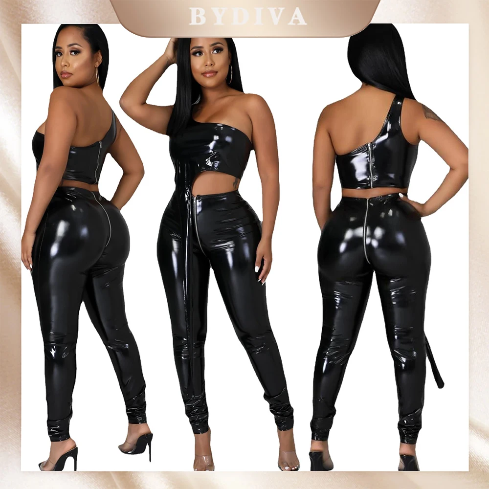 BYDIVA искусственная кожа сексуальный на одно плечо без рукавов необычный жилет