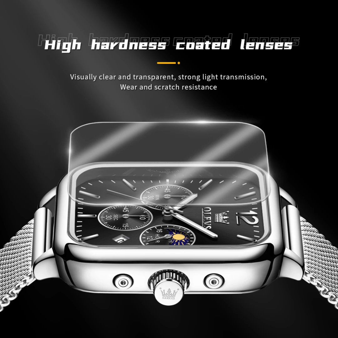 OLEVS 9914 кварцевые модные часы подарок Прямоугольный циферблат нержавеющая сталь