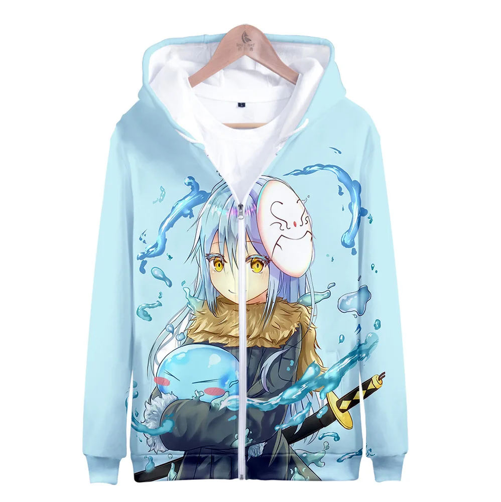

2022 New Anime That Time I Got Reincarnated As A Slime Zip Up Women/Men Hoodies Sweatshirts Rimuru Tempest Cosplay Zipper Hooded