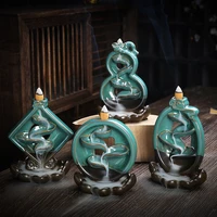 creative ceramics backflow incense burner lotus base aromatherapy stove home accessories backflow incense burner ornaments gift